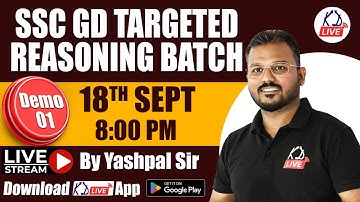Reasoning Special  For SSC GD Targeted Batch | Demo 01 | By Yashpal sir @KD_LIVE ​