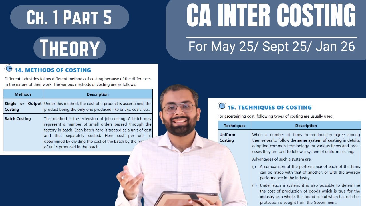 Methods and Techniques of Costing | CA Inter Costing Chapter 1 | Part 5 ...
