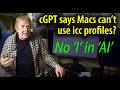 cGPT says the Epson et-8550 cannot use icc profiles on a Mac