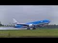 12+ Minutes of Plane spotting at Schiphol airport | Wet Take-off's