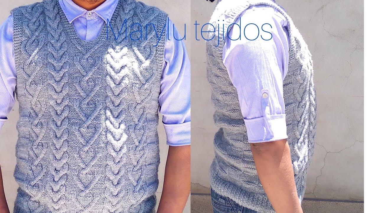 TejiendoconMarylu suéter o chaleco hombre tejido a agujas mens knitted sweater - YouTube