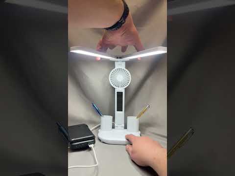 Професійна настільна LED лампа RA95+, .  3000–6000K USB + підставка для телефону, годинник, термометр, вентилятор, видео 1