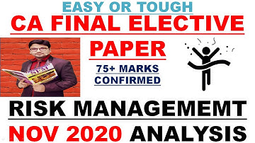 CA FINAL ELECTIVE PAPER RISK MANAGEMENT(RM) NOV 2020 QUESTION PAPER ANALYSIS CASE STUDY MCQ CLASS