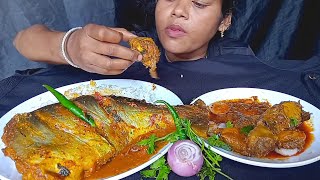 1 kg Oily Fish Curry With Rice Eating🔥Spicy  Dry Chicken Curry With Rice Eating Show 😋Eating Show 