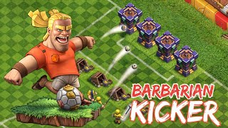 Barbarian Kicker with different avatar vs Every Defence 🗡️⚽ | Clash of funz #coc #barbariankicker