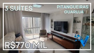 R$ 800 mil - Apartamento a venda 3 Suítes Pitangueiras Guarujá SP