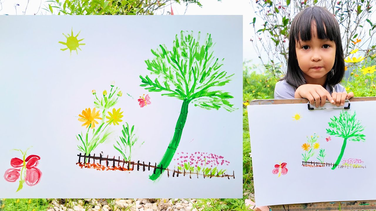 Painting a Flower Garden by 6-Year-Old Kid Artist Mia Mai | Beautiful Relaxing Acrylic Art | Zen Art