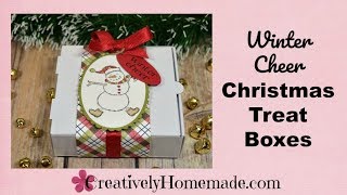 Winter Cheer Snowman Treat Boxes ~ Great for kids class parties, co-worker gifts, stocking stuffers!