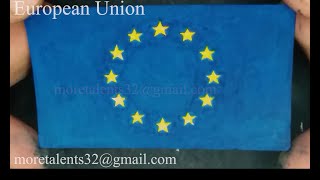 Draw European Union Flag while Anthem Drapeau l'Union européenne Hymne Flagge Europäischen Union