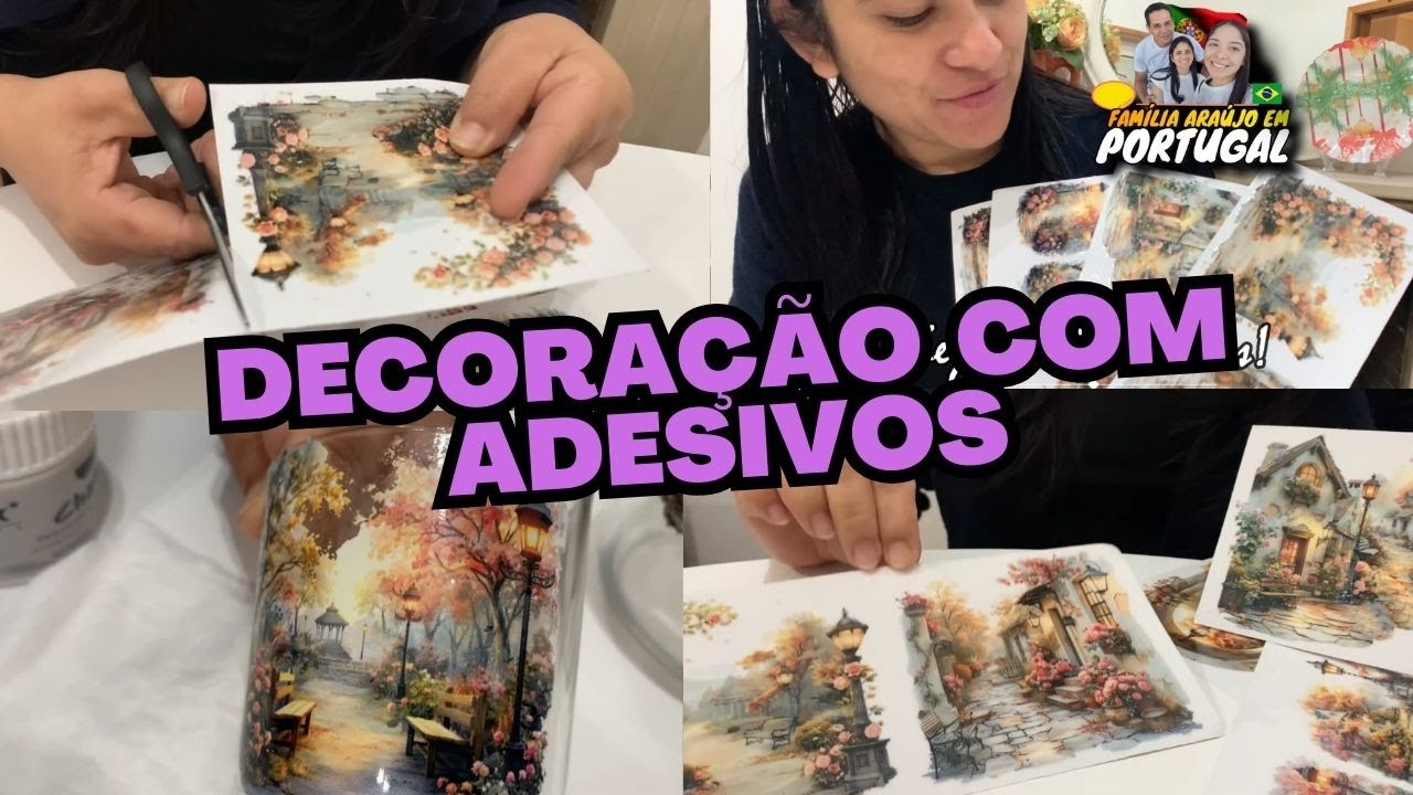 DIY - DECORANDO VIDRO COM LINDOS ADESIVOS DA TEMU | COMO COLAR ADESIVO ...