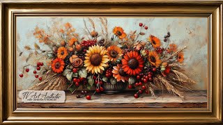 Frame TV Art | Harvest Themed Floral Arrangement |Fall Art Screensaver with Frame | TV Art Video