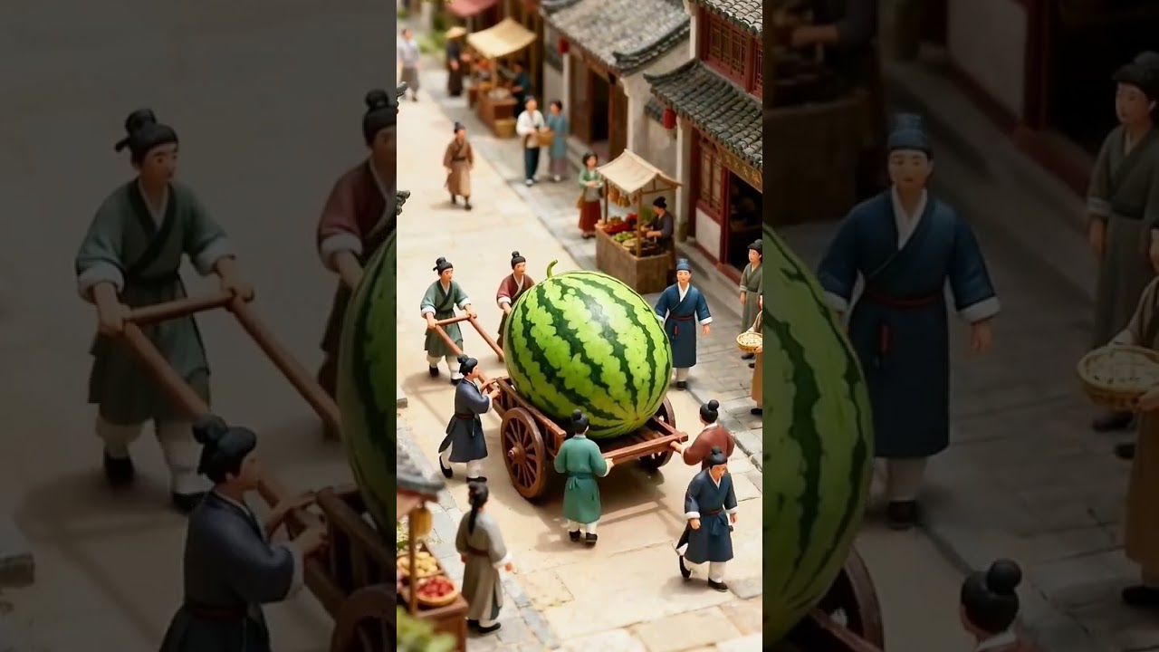 Mini Chinese Girl Eating Fresh Watermelon 🍉😍 