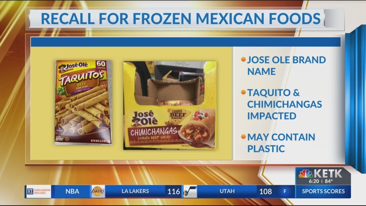 Recall issued for chimichangas and taquitos, food may contain plastic