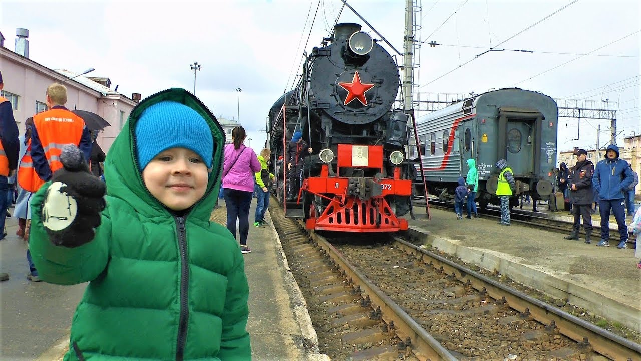 Паровоз, электричка, маневровый поезд тепловоз в видео для детей