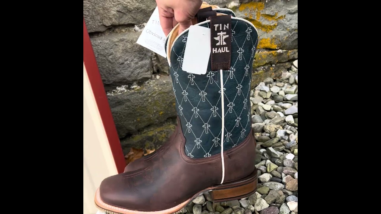 Tin Haul Men's Criss Cross Just Believe Square Toe Boot