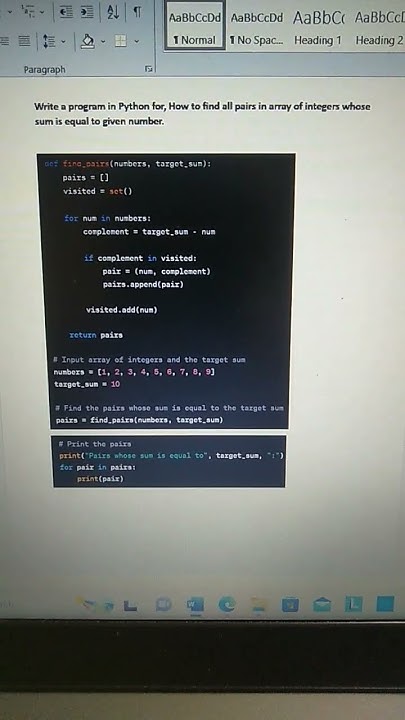 Python program to find all pairs in array of integers whose sum is ...