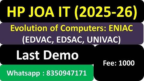 HP JOA IT: History of Computer (Full Course) for Exam Success | EDSAC | UNIVAC | ENIAC | HP JOA IT