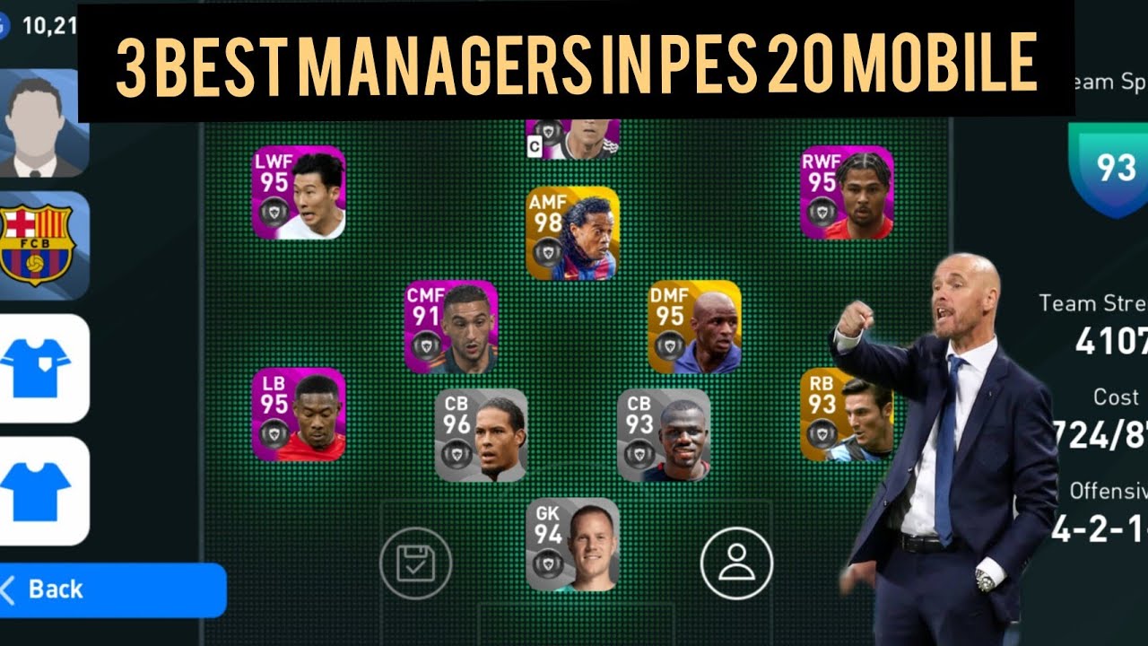 3 Best Managers for online match||Pes 20 mobile