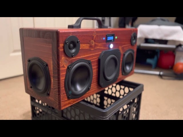 DIY Lowe's Wood Boombox First Acoustic Test NO DSP Tuning Teaser! class=