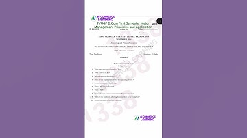 FYUGP B.Com 1st Sem Major- Management Principles and Application Question paper 2024 #fyugp #major