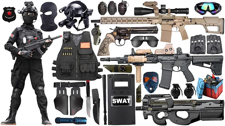 Unboxing of special forces toy guns, including sniper rifles, tactical equipment, Colt M1991 pistols