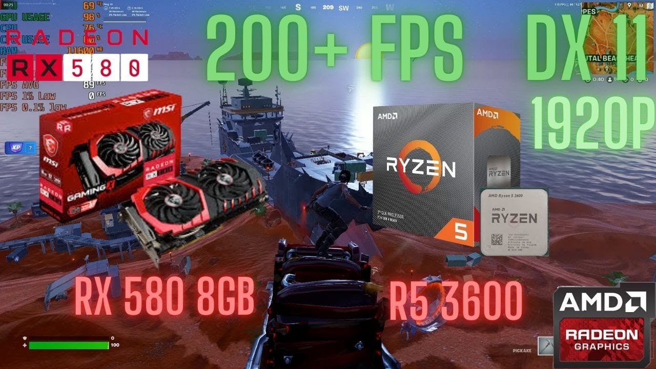 RX 580 + Ryzen 5 3600 Fortnite FPS Benchmark test 1920| DX11 All ...