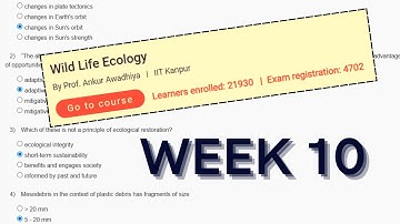 Wild Life Ecology Week 10 Assignment Answers || Assignment 10 || NPTEL || Sept 2025