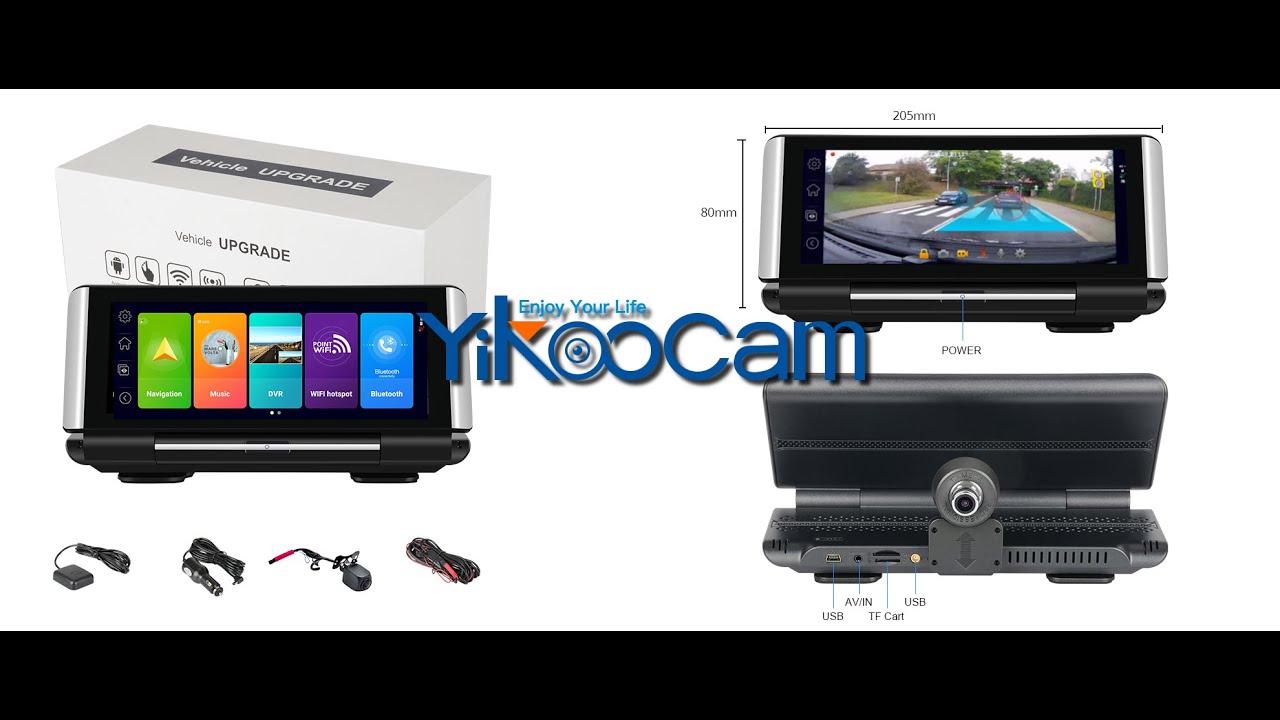 Palubní kamera Yikoo YK7 - Android 8.1, navigace, asistenční systém ADAS, vzdálený přístup CarKeeper