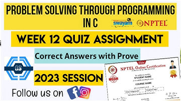 Problem Solving Through Programming In C | Week 12 Answers 2023 | NPTEL 2023 | SWAYAM |
