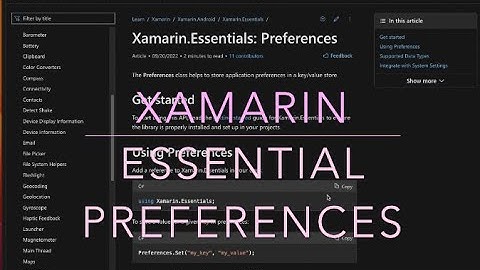 Xamarin Essentials Preferences