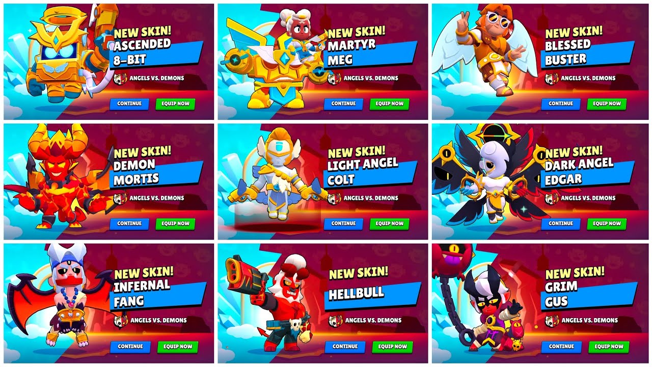ALL ANGELS VS DEMONS SKINS UNLOCK ANIMATION | Brawl Stars 