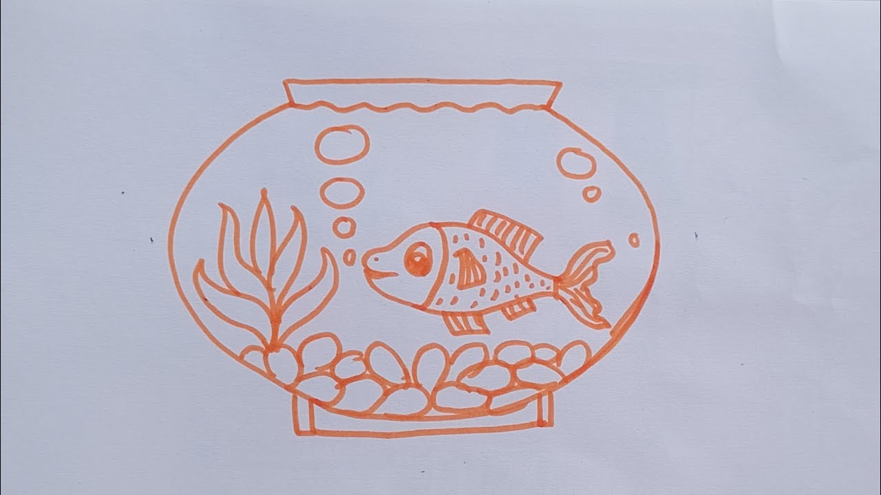 Fish Bowl Drawing || How To Draw Fish Bowl Step By Step For Beginners|| Fish Tank Drawing.. 🐠🐠🐠