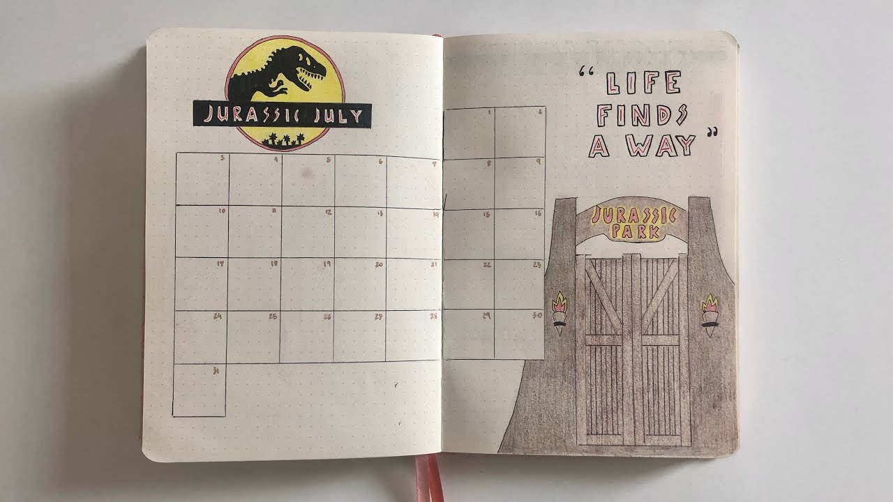bullet journal | Julho 2022 | Jurassic Park, Jurassic World