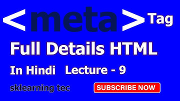 #Meta Tag Full Details HTML In Hindi   Lecture  -  9  #sklearning tec