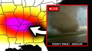 LIVE STORM CHASING  Severe Weather Outbreak  STRONG TORNADOES Possible  Part 1