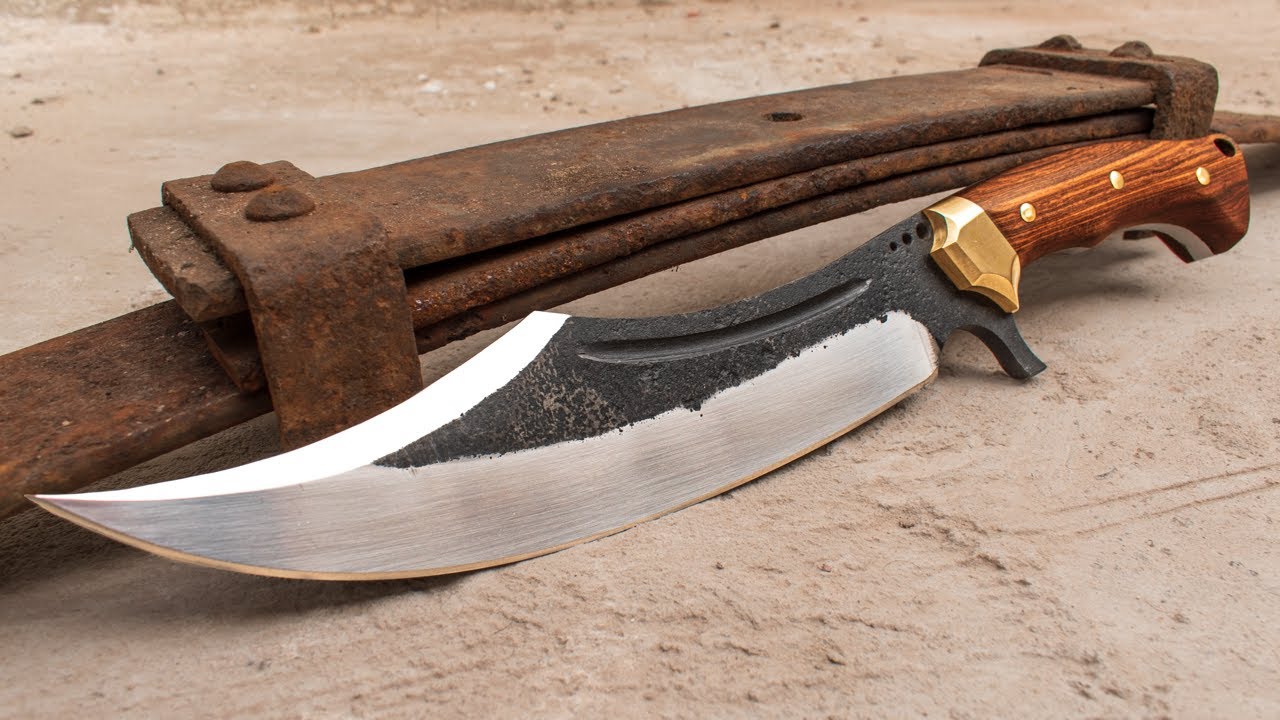 Fabricación de cuchillo grande a partir de un ballesta de camión