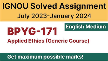 IGNOU BPYG 171 Solved Assignment 2023-24 PDF Download | English Medium | Vidyamojo