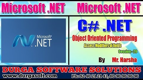 .Net Tutorial || C#.Net Session - 20|| OOPS || Access Modifiers of fields || by Harsha