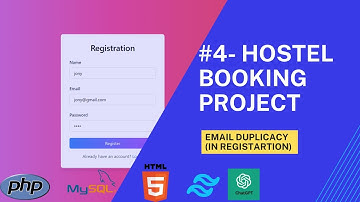 #4-Hostel-Booking || Register Only Unique Email  || MYSQL & PHP|| Very Easy Step||Tech Coder