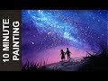 Painting People Looking Out at a Galaxy in a Night Sky with Acrylics in 10 Minutes!