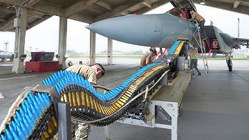 Genius Process of Loading US F-15 with Monstrously Powerful 20mm Rounds