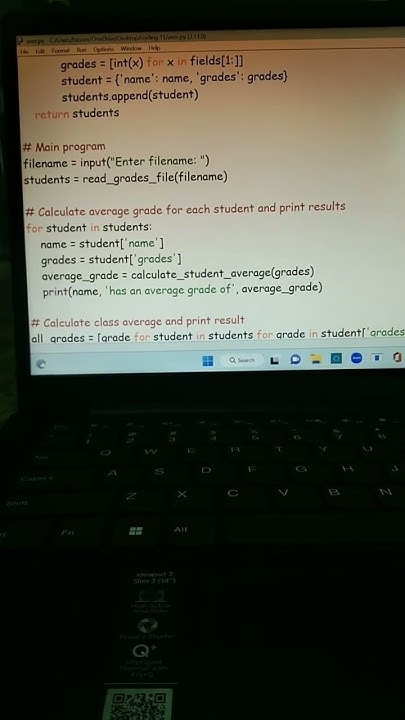 python program to read the file of students grade #coding #idle # ...