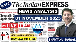 Indian Express Newspaper Analysis | 01 NOVEMBER 2023 | Daily Current Affairs | UPSC IAS 2023/2024