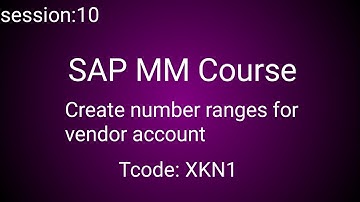 SAP mm module create number range for vendor account