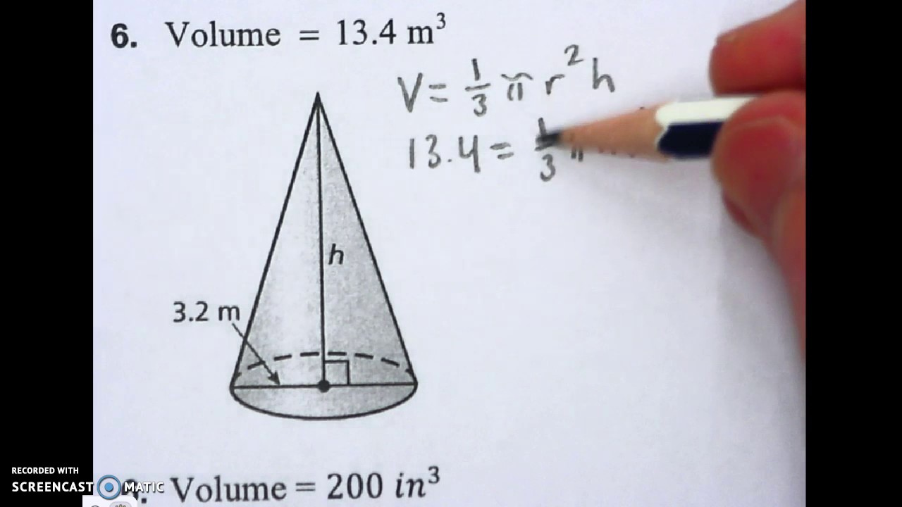211.21 finding the height of a cone