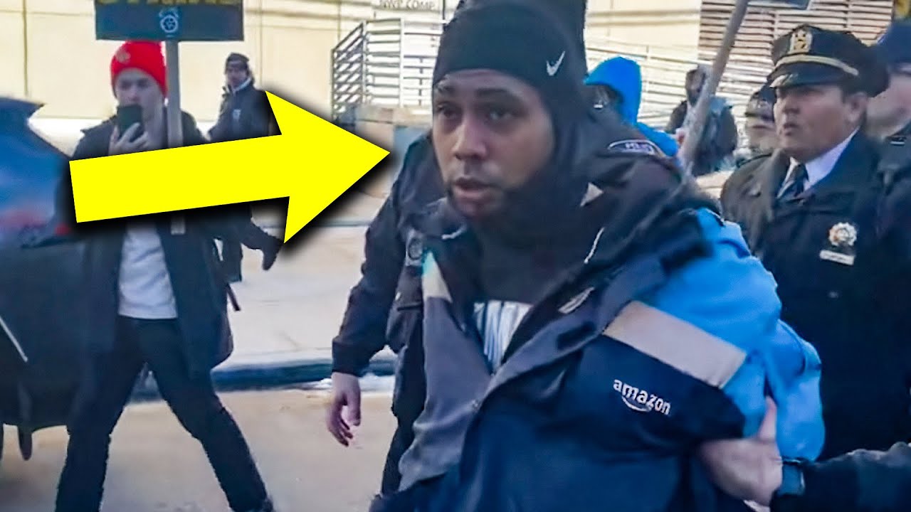 Amazon driver pulled from vehicle and arrested during nationwide strike
