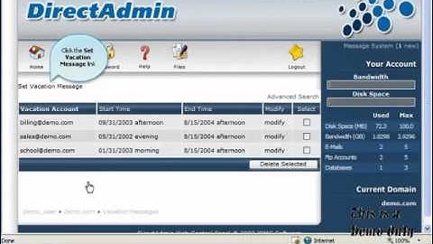 Đặt lịch Vacation ( Direct Admin )