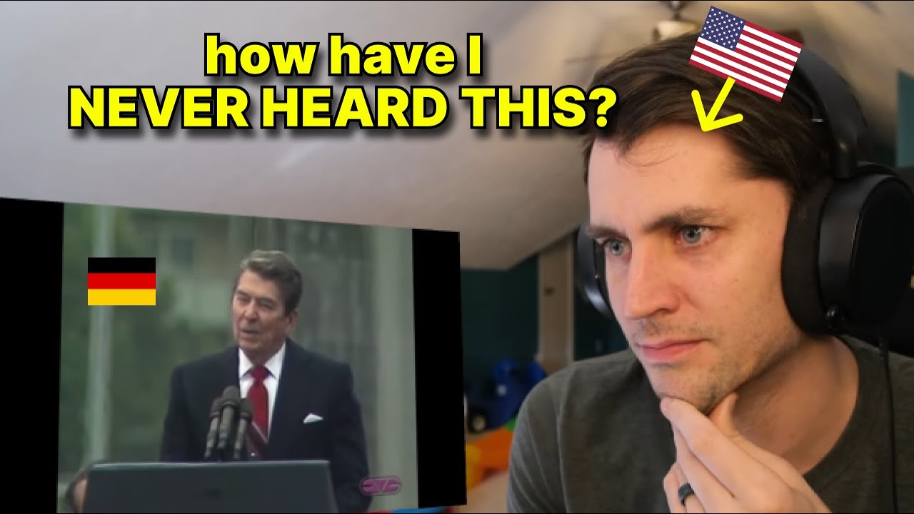 American reacts to Ronald Regan in Berlin 
