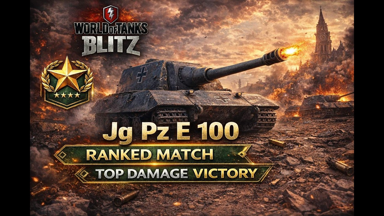 WoT Blitz Jg Pz E 100 – Ranked Match | Top Damage | Victory