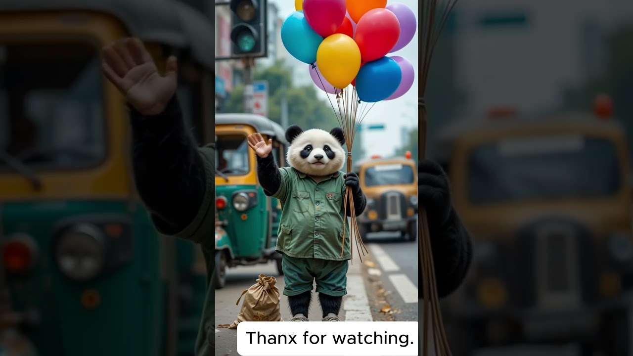 Poor Panda rides Old Cycle and fell on the road 